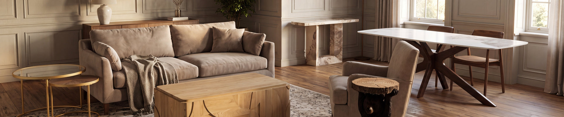 Foy's Interiors - Tables by Material: Wood, Oak, Glass, Ceramic and Marble Effect
