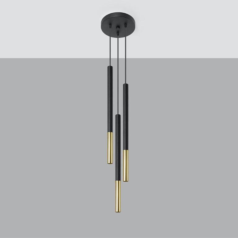 Sollux Lighting Pendant lamp MOZAICA 3P black/golden