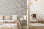 Vittorio Geo Grey Rose Gold Wallpaper