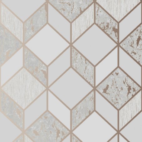 Vittorio Geo Grey Rose Gold Wallpaper
