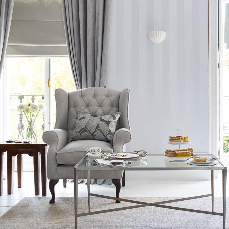 Laura Ashley Wallpaper Lille Pearlescent Stripe Silver