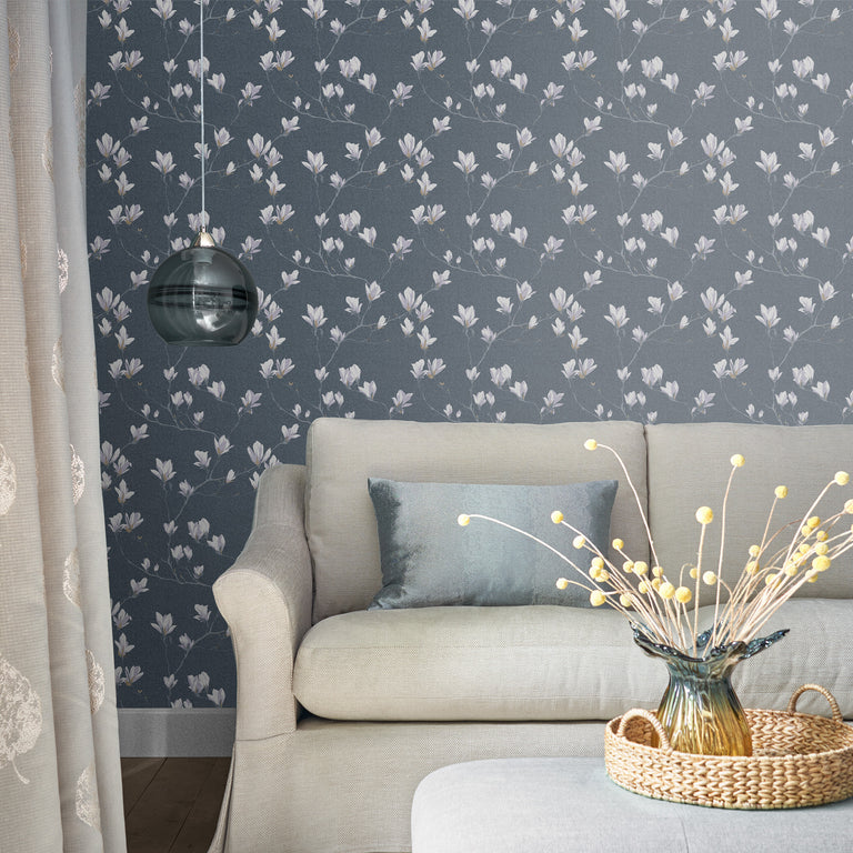 Laura Ashley Wallpaper Magnolia Grove Dusky Seaspray