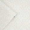 Small-scale damask wallpaper in dove grey