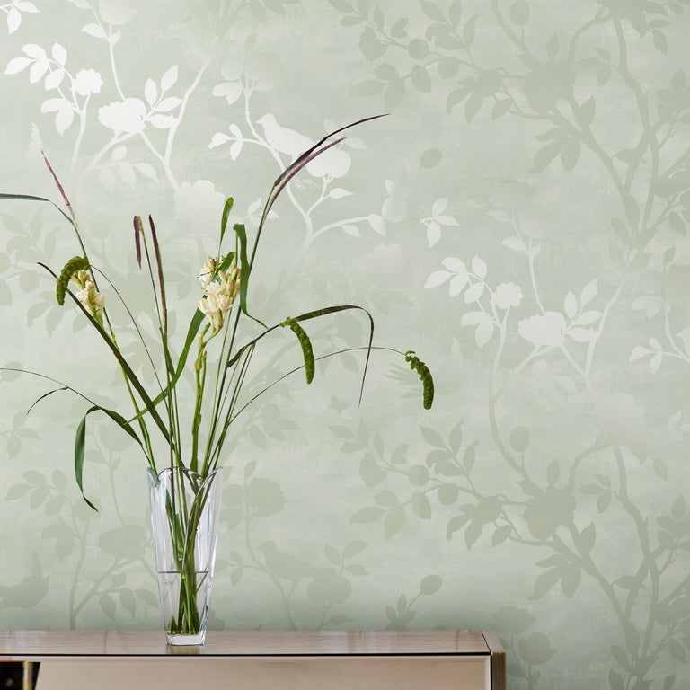 Laura Ashley Wallpaper Eglantine Silhouette Eau de Nil