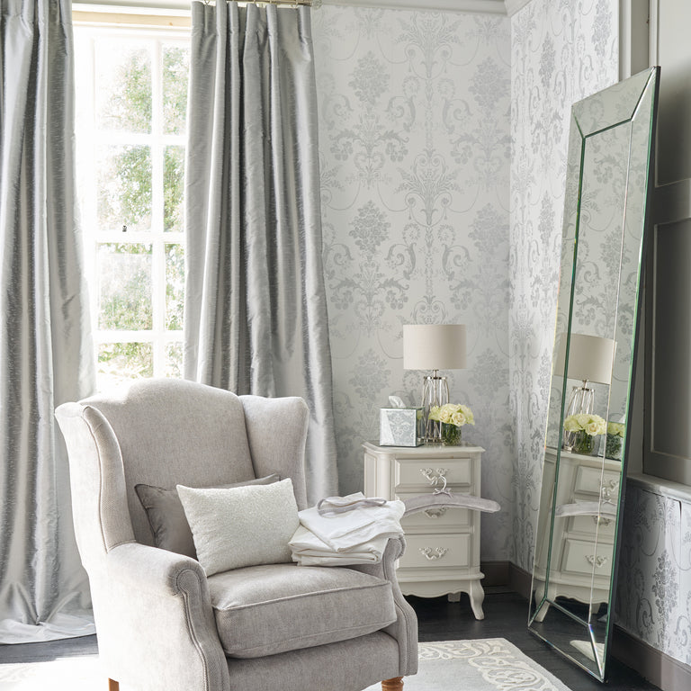 Laura Ashley Wallpaper Josette Metallic Silver