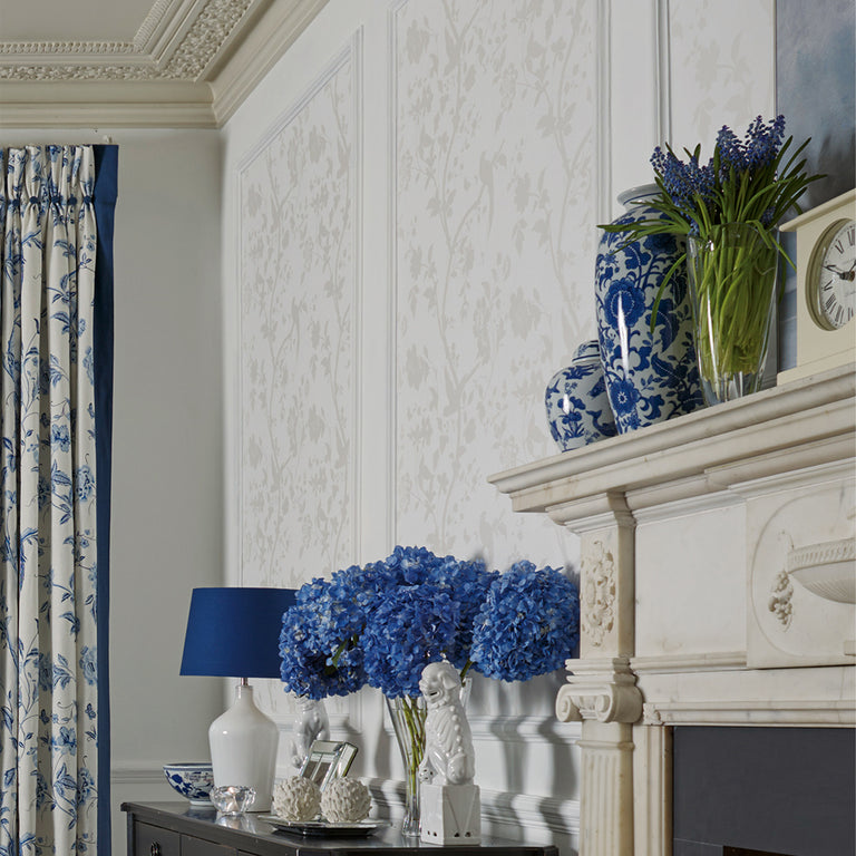Laura Ashley Wallpaper Oriental Garden Pearlescent White