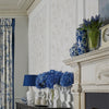 White birds and butterflies wallpaper Oriental Garden Pearlescent