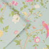 Elegant birds and flowers wallpaper Summer Palace Duck Egg