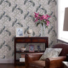 Classic floral wallpaper in midnight blue