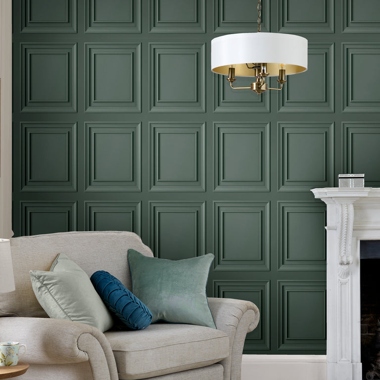 Laura Ashley Wallpaper Redbrook Wood Panel Fern Green