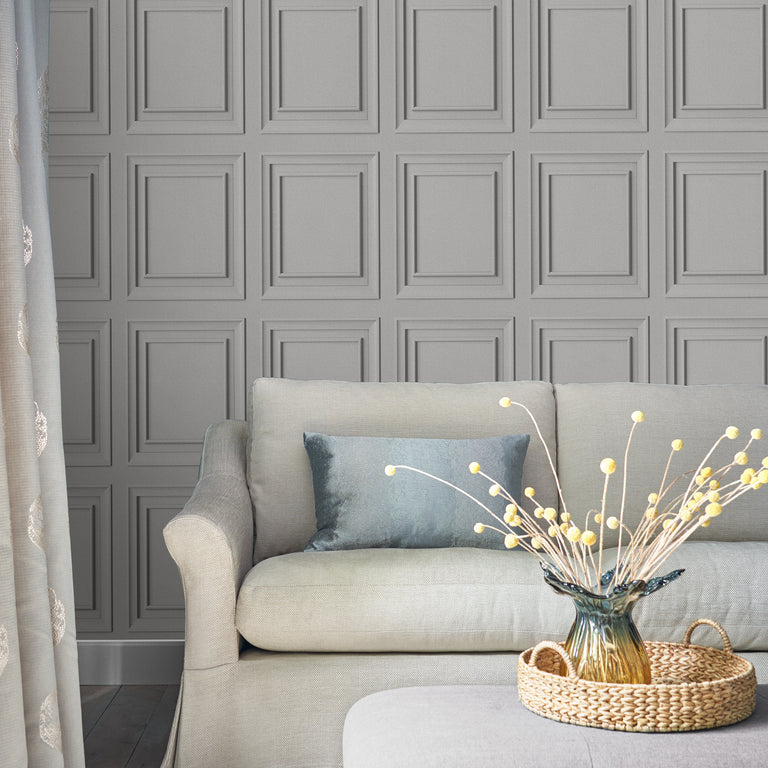 Laura Ashley Wallpaper Redbrook Wood Panel Silver