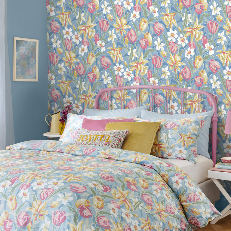 Laura Ashley Wallpaper Tulips China Blue