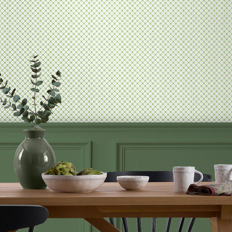 Laura Ashley Wallpaper Wickerwork Leaf Green