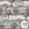 Jade green countryside wallpaper with hills