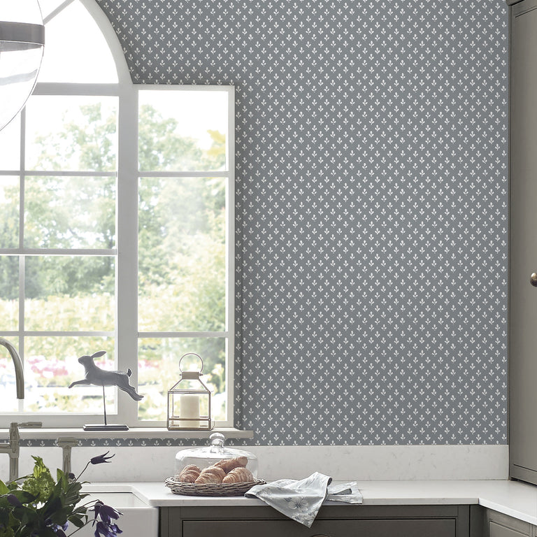 Laura Ashley Wallpaper Trefoil Slate Grey