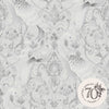 Laura Ashley Wallpaper Tregaron Silver featuring scrolling leaves and cranes