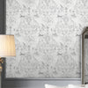 Non-woven Laura Ashley Wallpaper Tregaron Silver in chic interior