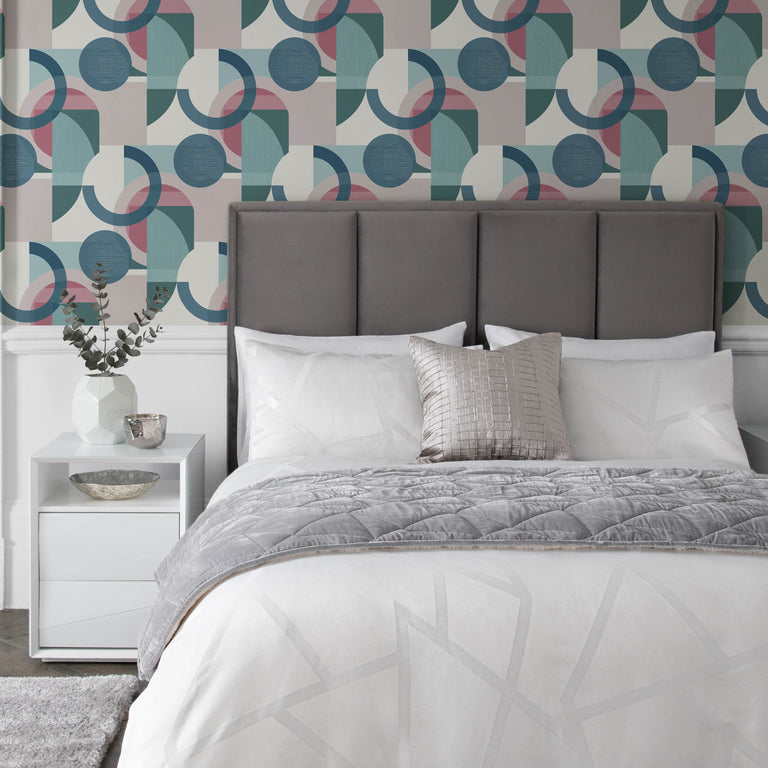 Next Wallpaper Retro Shapes Geo Teal