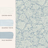 Pale seaspray blue floral wallpaper