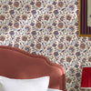 Wallpaper in bedroom close up