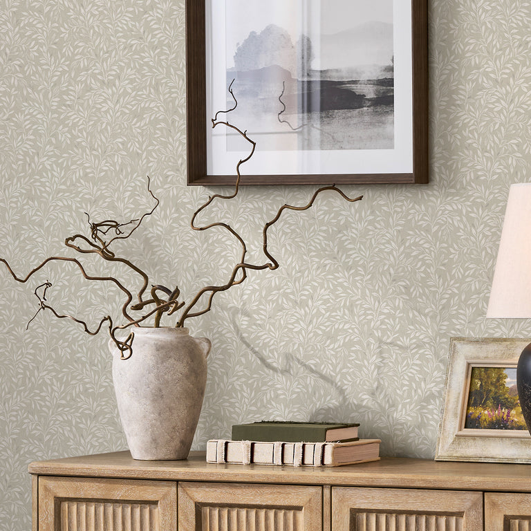 Next Ditsy Leaf Floral Wallpaper Ivory – Elegant Subtle Leaf Design, Paste the Wall, 10m Roll for Modern & Classic Interiors