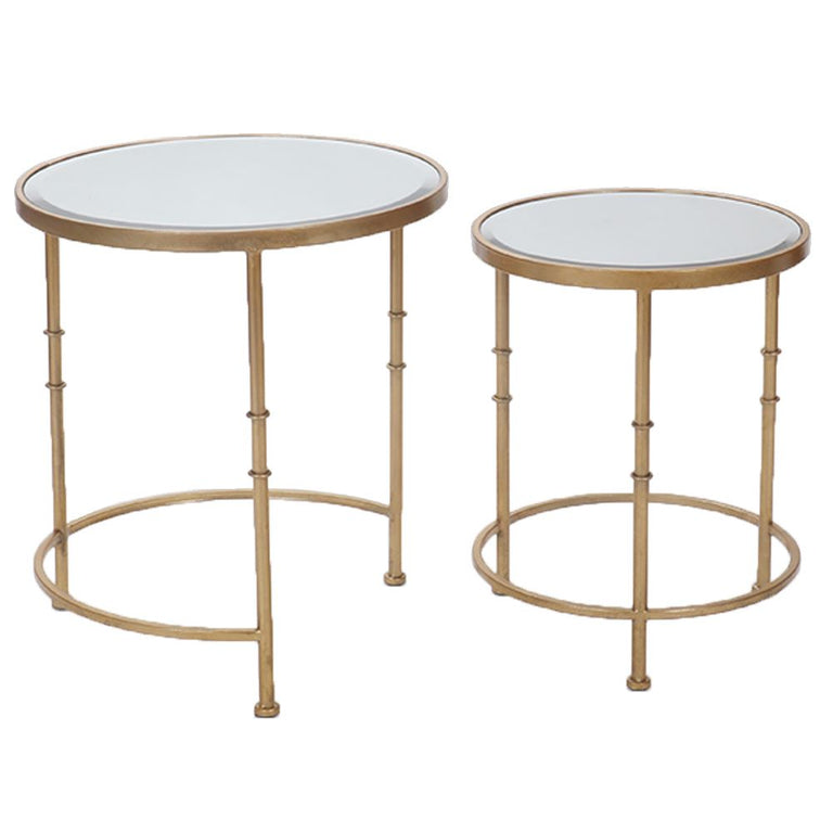 Fern Cottage Havana Set 2 Round Gold Nest Of Tables