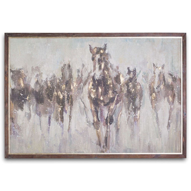 Fern Cottage Wild Horses On Cement Artwork