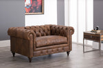 Chesterfield Snuggle Chair Brown Leather