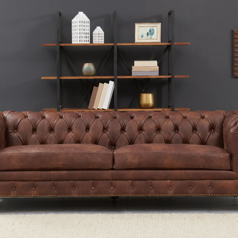 Chesterfield 325 Seater Suite Brown Leather
