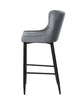 Harlequin Stitching and Black Metal Legs in Ottowa Bar Stool Grey Velvet
