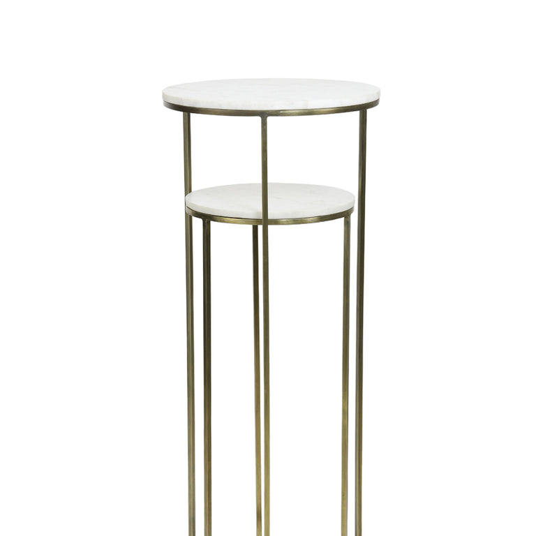 Ricardo White Marble Pillar Table