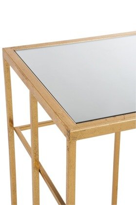Gold Console Table with Mirrored Top