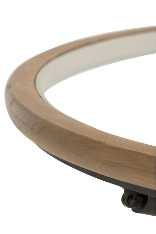 Round Glass Wood Coffee Table