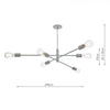 Alana 6 Light Armed Fitting Matt Grey
