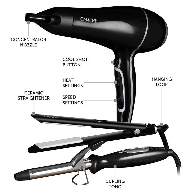 Gift Set 3in1 Hair Styling Set Black