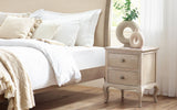  Elevate your bedroom decor with the Camille 2 Drawer Bedside Table. Its stunning French-inspired design and beautiful curves make it a standout piece. Shop for the perfect bedside table.