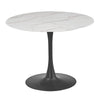 Circe Round Dining Table 100cm White Marbled Glass