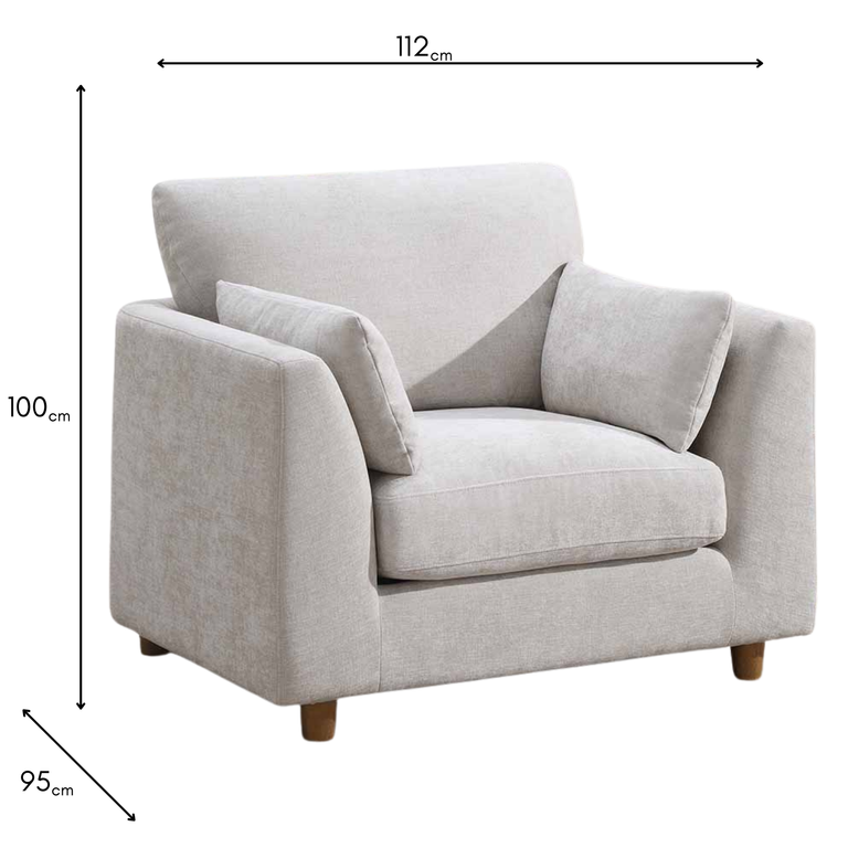 Alina Armchair Liberty Pearl - Modern Fabric Living Room Chair