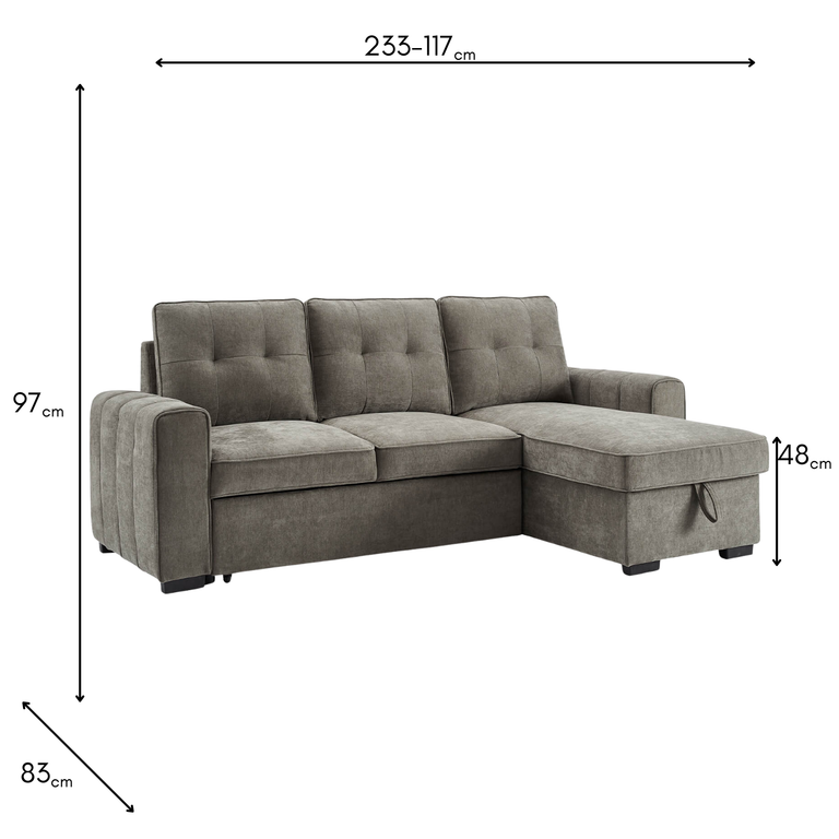 Toby Corner Sofa Bed Grey - Corner Sofa Bed Collection