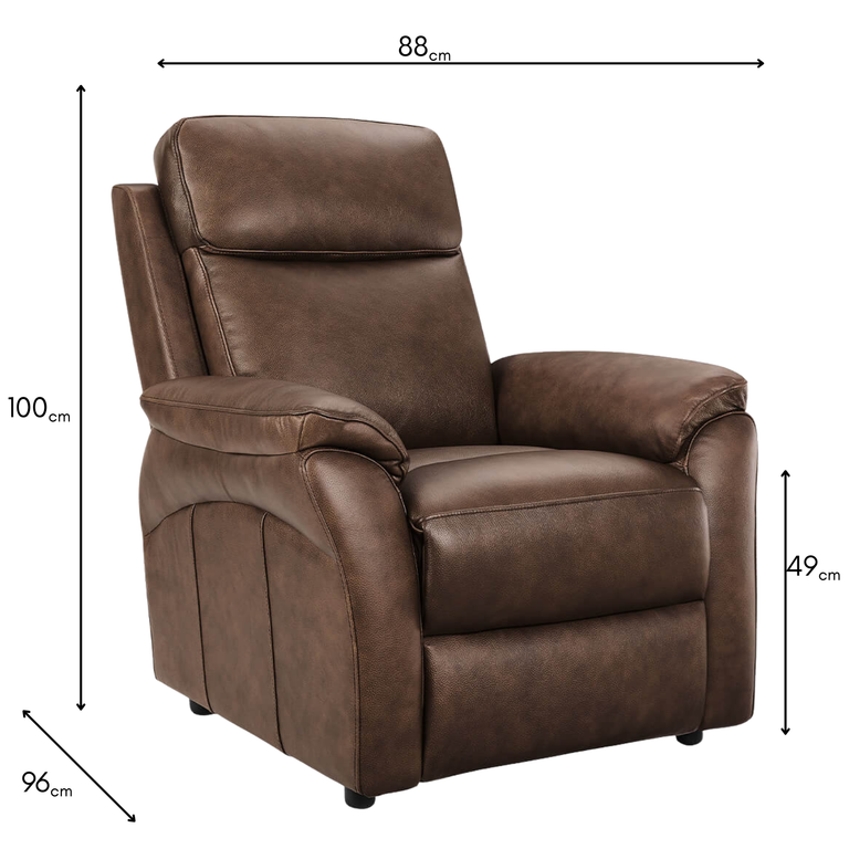 Nardo Electric Recliner Armchair Brown - Leather Recliner Collection