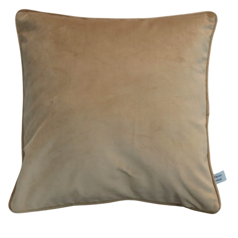 Cushion F+H Velvet Plain Warm Beige 45x45cm - Soft Furnishings Home Decor