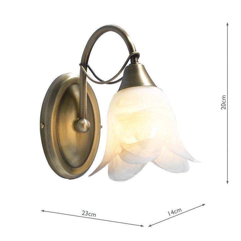 Doublet Wall Light Antique Brass - Alabaster Glass Wall Lamp