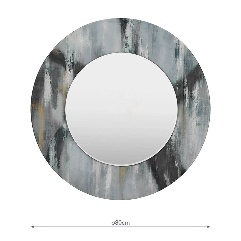 002MEH80 Mehera Round Mirror Grey Marble Print 80cm