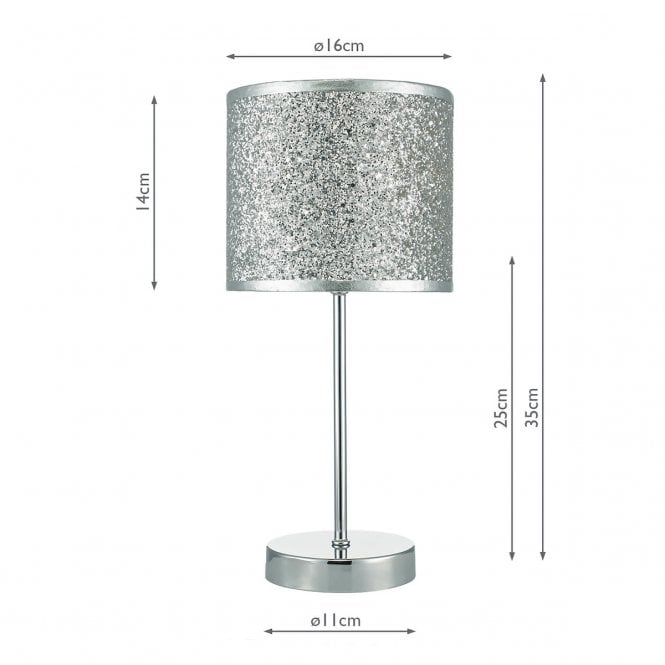 BIS4132 Bistro Touch Table Lamp Polished Chrome With Silver Glitter Shade