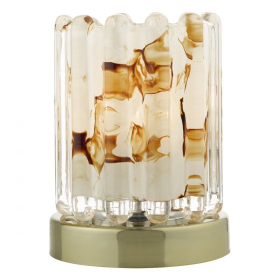 Elf Touch Table Lamp Antique Brass With Ribbed Glass
