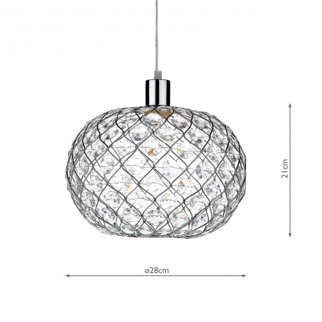 Juanita Ceiling Light Pendant Shade In Polished Chrome Effect Finish With Acrylic Decoration