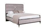 The Diletta Double Bed 5 Ebony Ecru Velvet, showcasing its luxurious ebony ecru velvet upholstery. The elegant and plush fabric adds a touch of sophistication and comfort to your bedroom decor, creating a cozy and inviting atmosphere.
