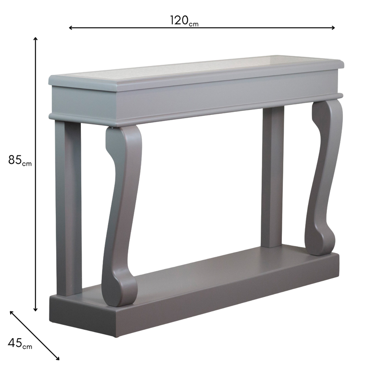 Scroll Console Table 120cm – Antique Mirror Mink Finish