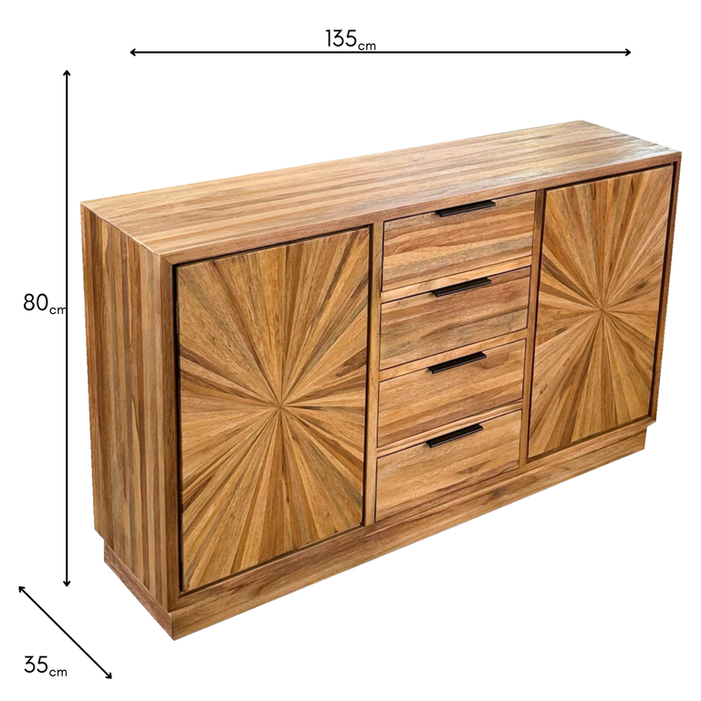 Ray Sideboard Ginger Teak – Modern Sideboard with Drawers