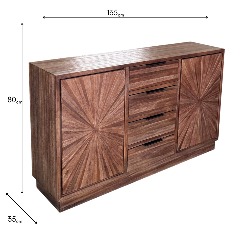 Ray Sideboard Dark Teak – Modern Sideboard with Drawers